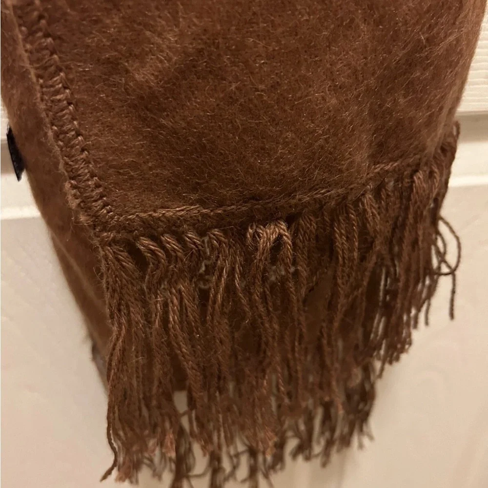 Alpaca Camargo Wool Brown Fringe Scarf